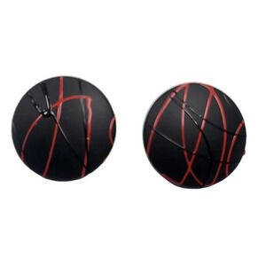 Vintage Black Red Enamel Round Studs Earrings